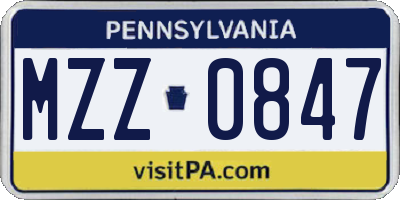 PA license plate MZZ0847