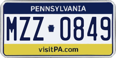 PA license plate MZZ0849