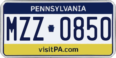 PA license plate MZZ0850
