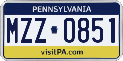 PA license plate MZZ0851