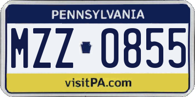 PA license plate MZZ0855