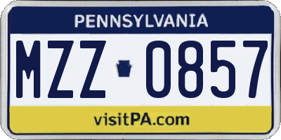 PA license plate MZZ0857