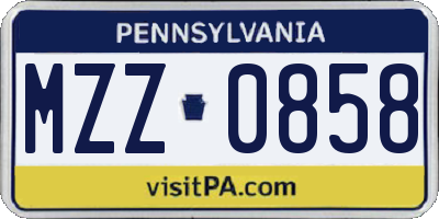 PA license plate MZZ0858