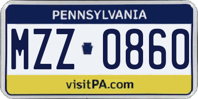 PA license plate MZZ0860
