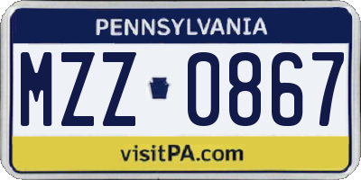 PA license plate MZZ0867