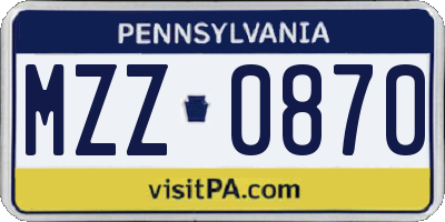 PA license plate MZZ0870