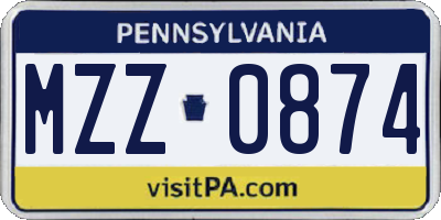 PA license plate MZZ0874