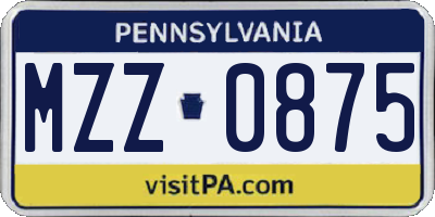 PA license plate MZZ0875