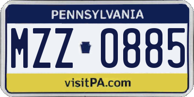PA license plate MZZ0885