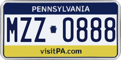 PA license plate MZZ0888