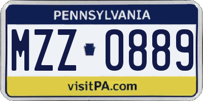 PA license plate MZZ0889