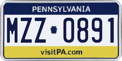 PA license plate MZZ0891