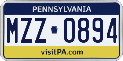 PA license plate MZZ0894