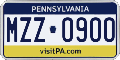 PA license plate MZZ0900