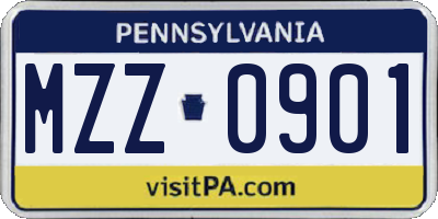 PA license plate MZZ0901