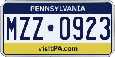 PA license plate MZZ0923
