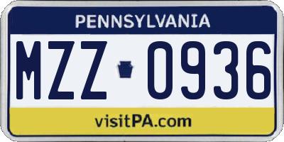 PA license plate MZZ0936