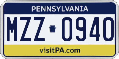 PA license plate MZZ0940