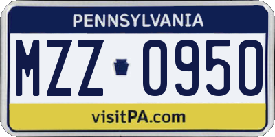 PA license plate MZZ0950