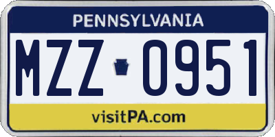 PA license plate MZZ0951