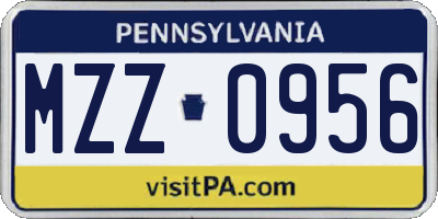 PA license plate MZZ0956