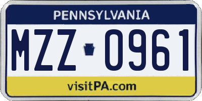 PA license plate MZZ0961