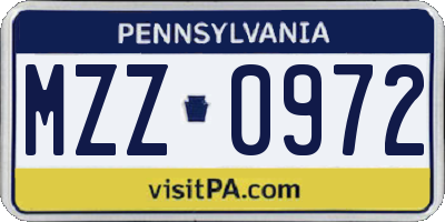 PA license plate MZZ0972