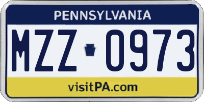 PA license plate MZZ0973