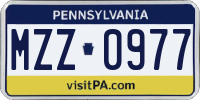 PA license plate MZZ0977