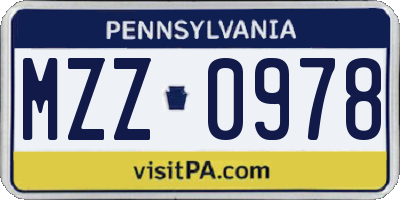 PA license plate MZZ0978