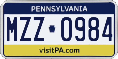 PA license plate MZZ0984