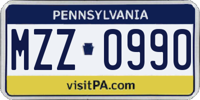 PA license plate MZZ0990