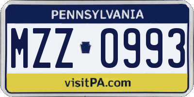 PA license plate MZZ0993