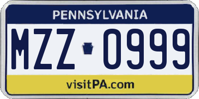 PA license plate MZZ0999