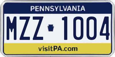 PA license plate MZZ1004