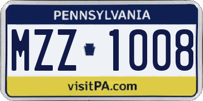 PA license plate MZZ1008