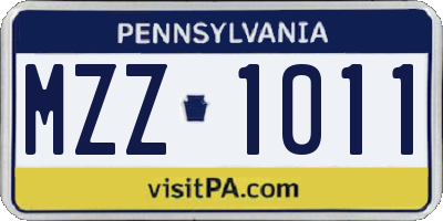 PA license plate MZZ1011