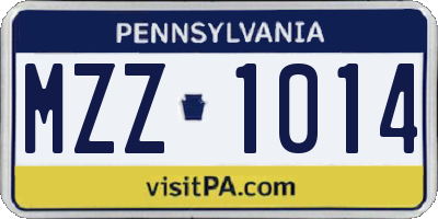 PA license plate MZZ1014
