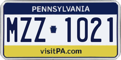 PA license plate MZZ1021