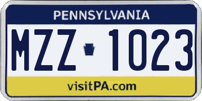 PA license plate MZZ1023
