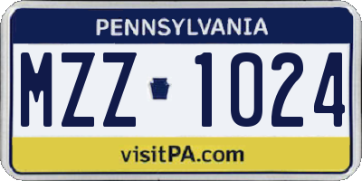 PA license plate MZZ1024