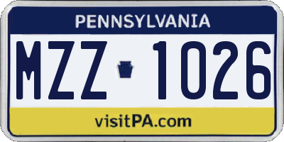 PA license plate MZZ1026
