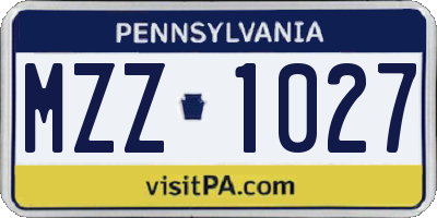 PA license plate MZZ1027