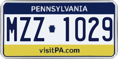 PA license plate MZZ1029