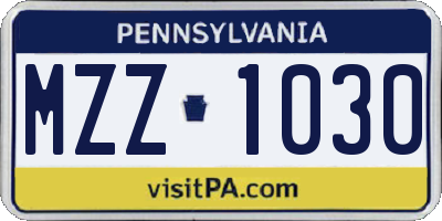 PA license plate MZZ1030
