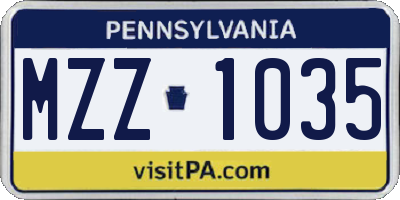 PA license plate MZZ1035