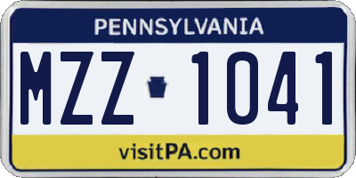 PA license plate MZZ1041