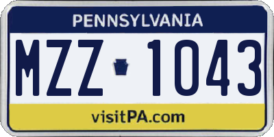 PA license plate MZZ1043