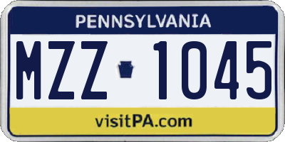 PA license plate MZZ1045
