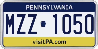PA license plate MZZ1050